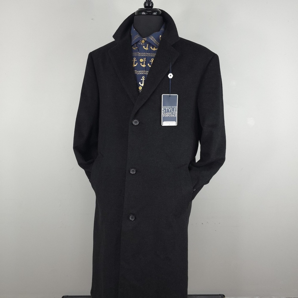 Saddlebred Princeton Coat Mens 42R Charcoal Gray Wool Topcoat Classic Lined